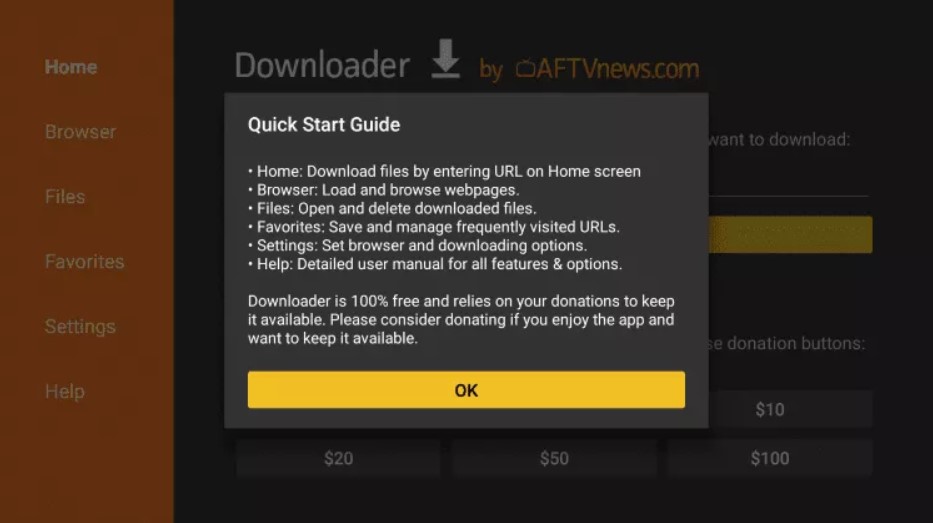 Installation Guide Quick Start OK button