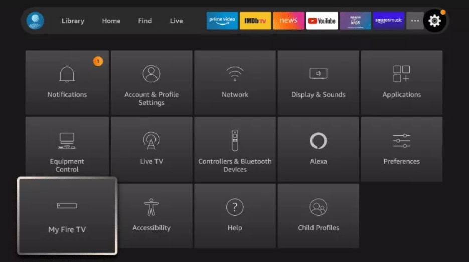 Installation Guide My Fire TV menu